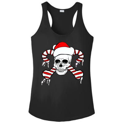 Candy Cane Skull Ladies PosiCharge Competitor Racerback Tank