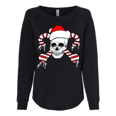 Candy Cane Skull Womens California Wash Sweatshirt