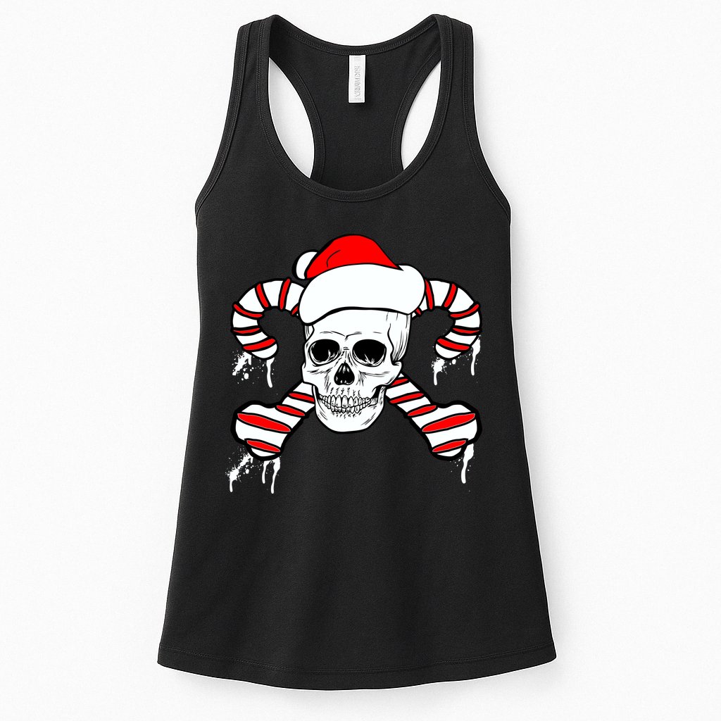 Candy Cane Skull Womens Tank Top