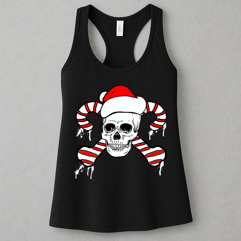 Candy Cane Skull Womens Tank Top