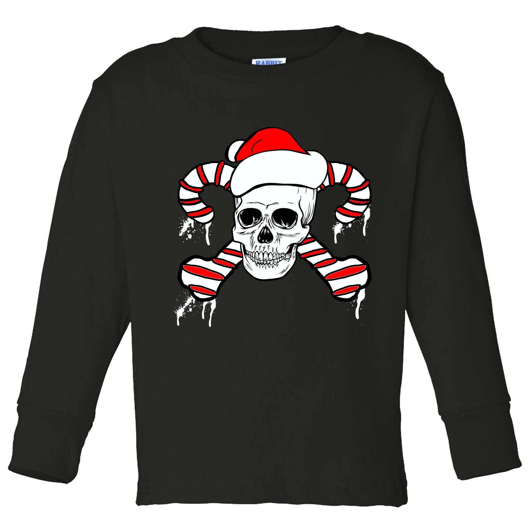 Candy Cane Skull Toddler Long Sleeve Shirt
