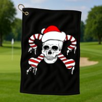 Candy Cane Skull Golf Towel
