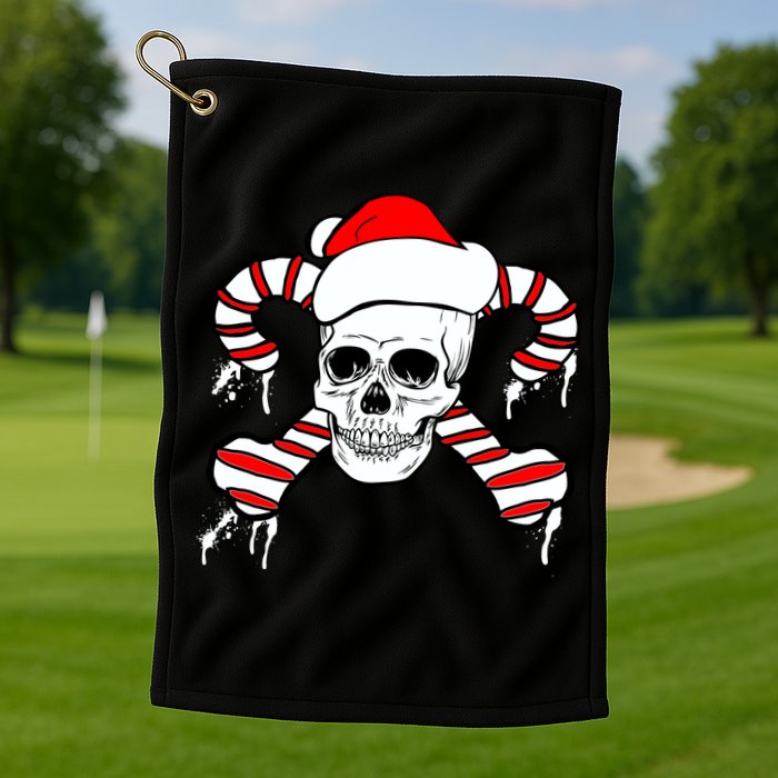 Candy Cane Skull Golf Towel