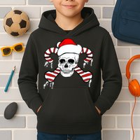 Candy Cane Skull Kids Hoodie