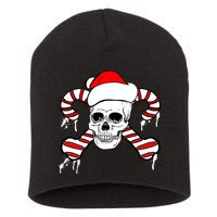 Candy Cane Skull Short Acrylic Beanie