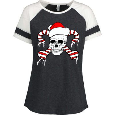 Candy Cane Skull Enza Ladies Jersey Colorblock Tee