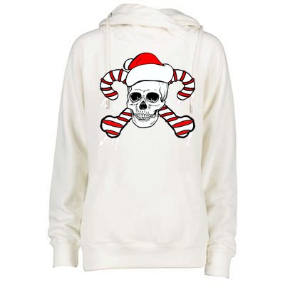 Candy Cane Skull Womens Funnel Neck Pullover Hood