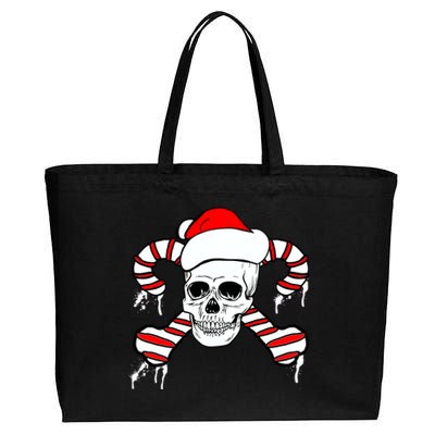 Candy Cane Skull Cotton Canvas Jumbo Tote