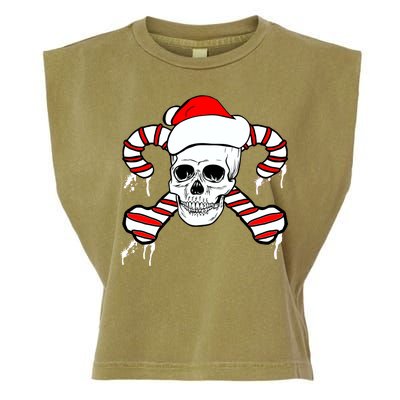 Candy Cane Skull Garment-Dyed Women's Muscle Tee