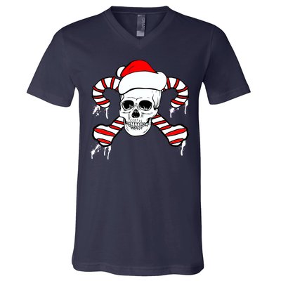 Candy Cane Skull V-Neck T-Shirt