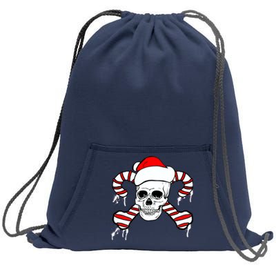 Candy Cane Skull Sweatshirt Cinch Pack Bag