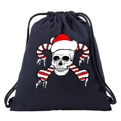 Candy Cane Skull Drawstring Bag