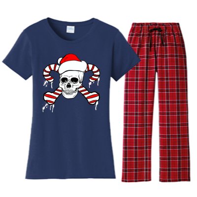 Candy Cane Skull Women's Flannel Pajama Set