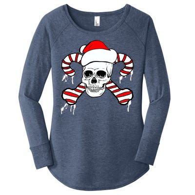 Candy Cane Skull Women's Perfect Tri Tunic Long Sleeve Shirt