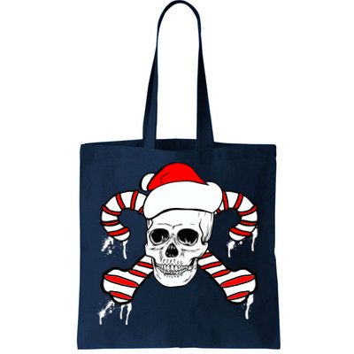 Candy Cane Skull Tote Bag