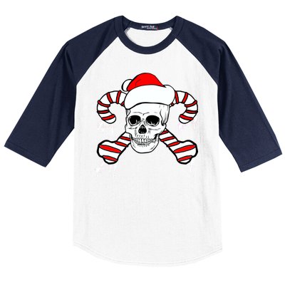 Candy Cane Skull Baseball Sleeve Shirt