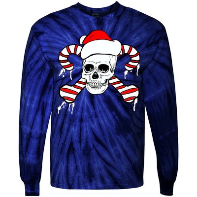 Candy Cane Skull Tie-Dye Long Sleeve Shirt