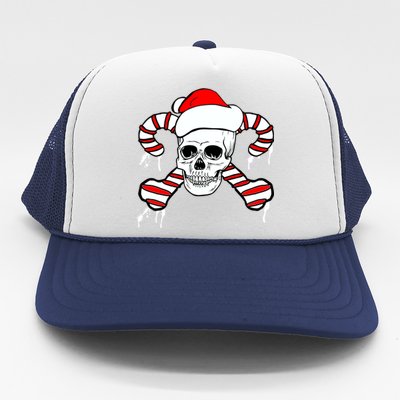 Candy Cane Skull Trucker Hat