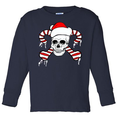 Candy Cane Skull Toddler Long Sleeve Shirt