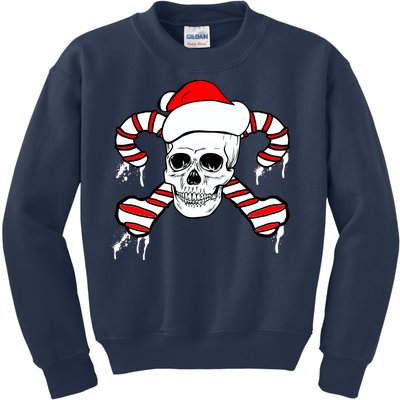 Candy Cane Skull Kids Sweatshirt