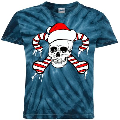 Candy Cane Skull Kids Tie-Dye T-Shirt