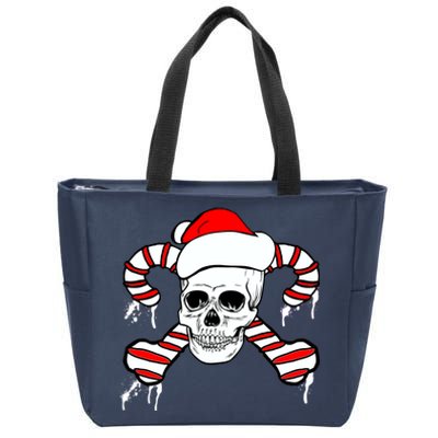 Candy Cane Skull Zip Tote Bag