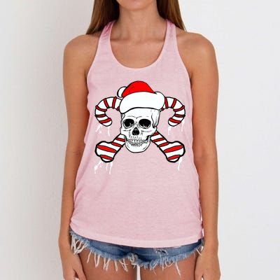 Candy Cane Skull Women's Knotted Racerback Tank