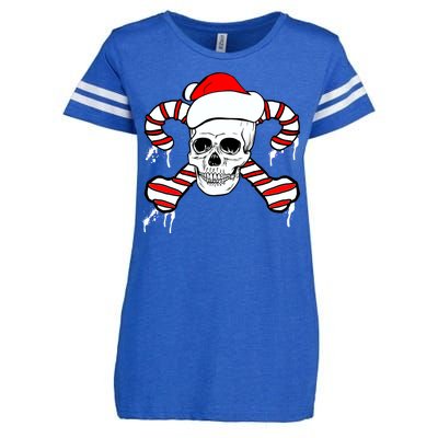 Candy Cane Skull Enza Ladies Jersey Football T-Shirt