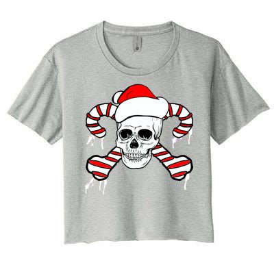 Candy Cane Skull Women's Crop Top Tee