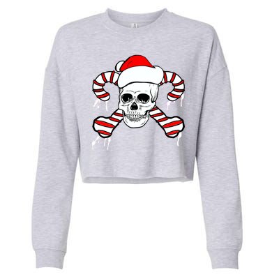 Candy Cane Skull Cropped Pullover Crew