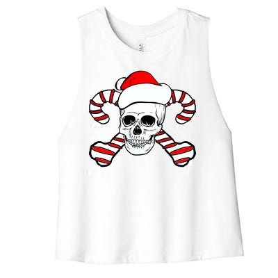 Candy Cane Skull Women's Racerback Cropped Tank