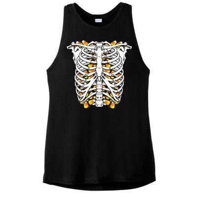 Candy Corn Skeleton Hallween Costume Ladies PosiCharge Tri-Blend Wicking Tank