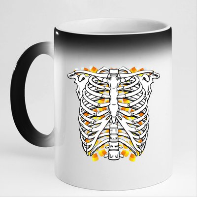 Candy Corn Skeleton Hallween Costume 11oz Black Color Changing Mug