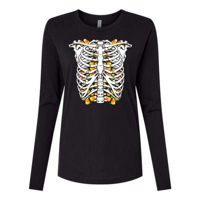 Candy Corn Skeleton Hallween Costume Womens Cotton Relaxed Long Sleeve T-Shirt