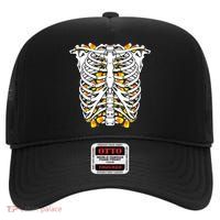 Candy Corn Skeleton Hallween Costume High Crown Mesh Back Trucker Hat