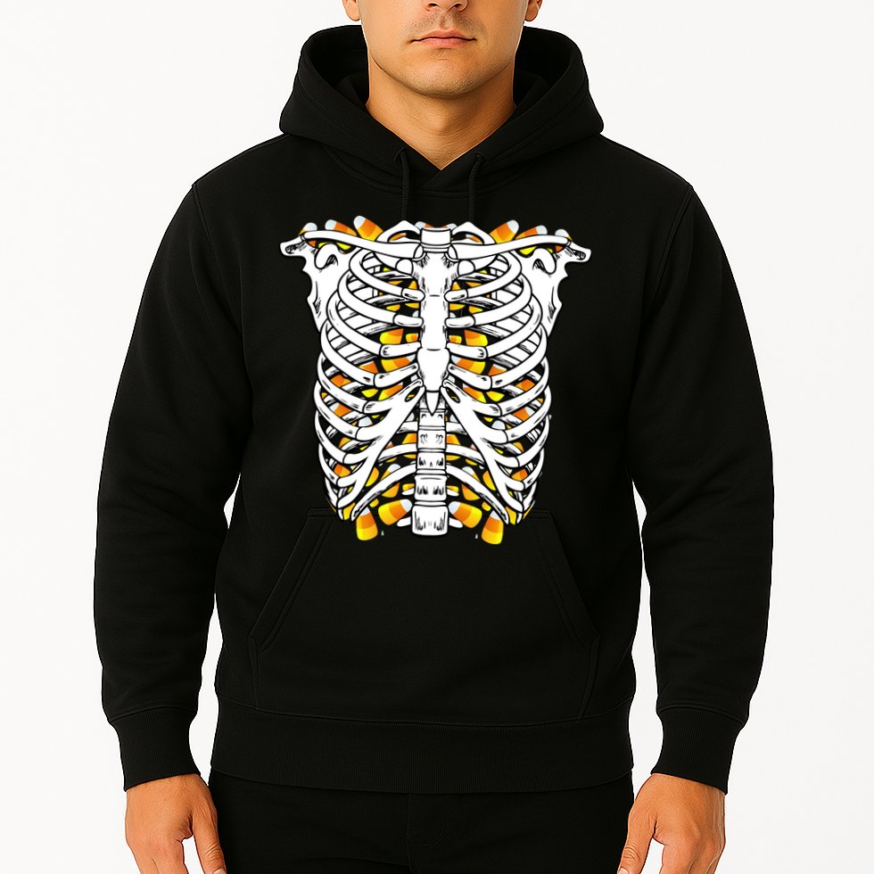 Candy Corn Skeleton Hallween Costume Hoodie