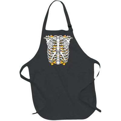 Candy Corn Skeleton Hallween Costume Full-Length Apron With Pockets