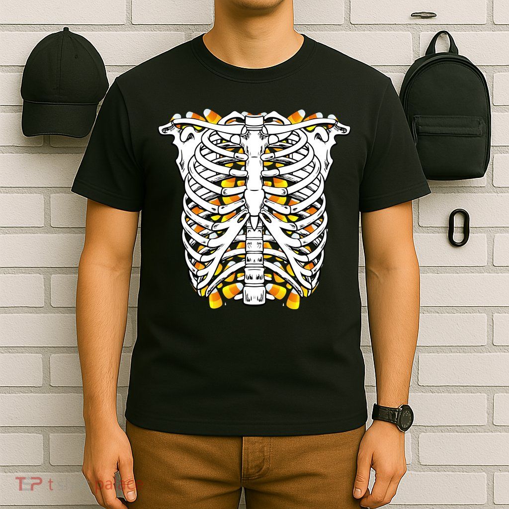 Candy Corn Skeleton Hallween Costume T-Shirt