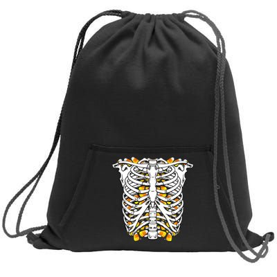 Candy Corn Skeleton Hallween Costume Sweatshirt Cinch Pack Bag