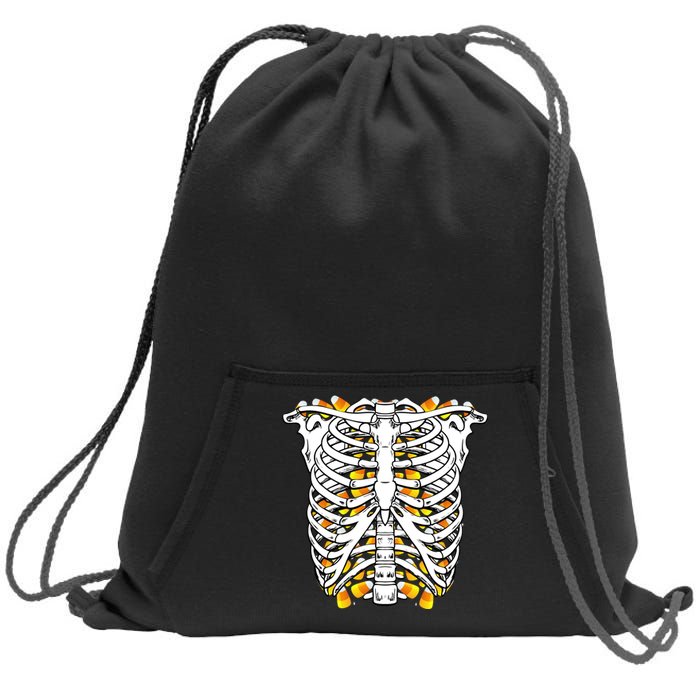 Candy Corn Skeleton Hallween Costume Sweatshirt Cinch Pack Bag