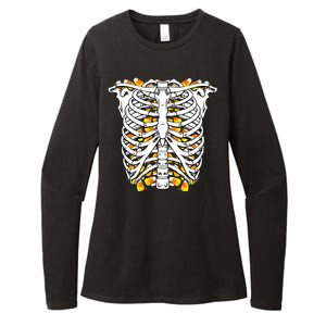 Candy Corn Skeleton Hallween Costume Womens CVC Long Sleeve Shirt