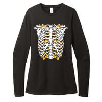 Candy Corn Skeleton Hallween Costume Womens CVC Long Sleeve Shirt