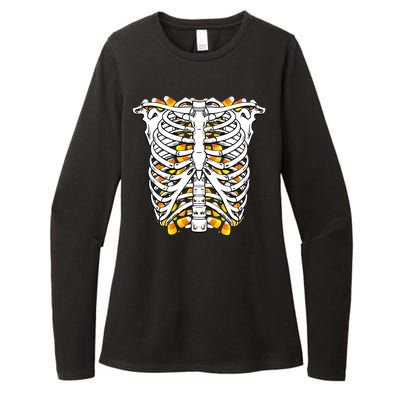 Candy Corn Skeleton Hallween Costume Womens CVC Long Sleeve Shirt