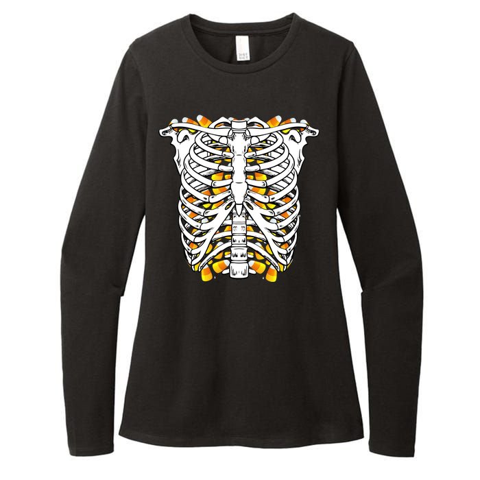 Candy Corn Skeleton Hallween Costume Womens CVC Long Sleeve Shirt