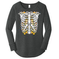 Candy Corn Skeleton Hallween Costume Women's Perfect Tri Tunic Long Sleeve Shirt