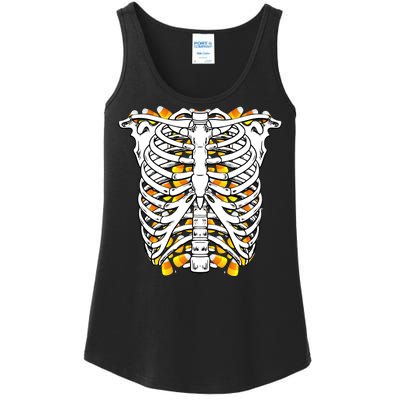 Candy Corn Skeleton Hallween Costume Ladies Essential Tank