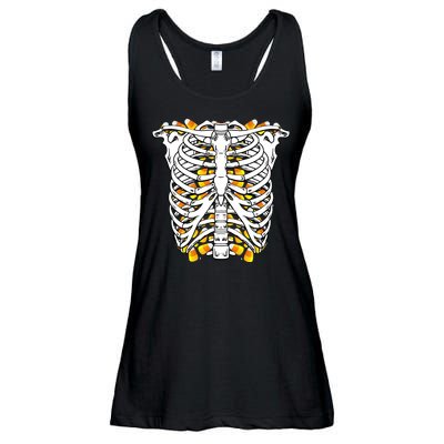 Candy Corn Skeleton Hallween Costume Ladies Essential Flowy Tank