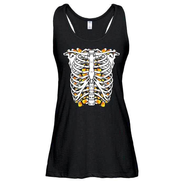 Candy Corn Skeleton Hallween Costume Ladies Essential Flowy Tank