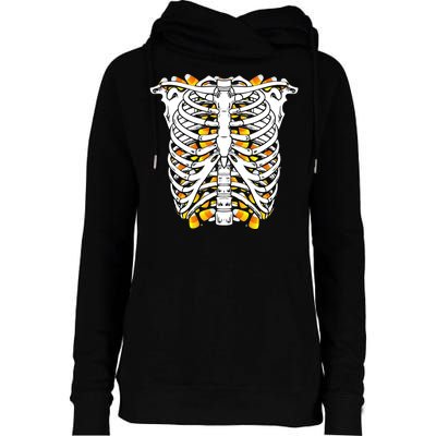 Candy Corn Skeleton Hallween Costume Womens Funnel Neck Pullover Hood