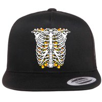 Candy Corn Skeleton Hallween Costume Flat Bill Trucker Hat